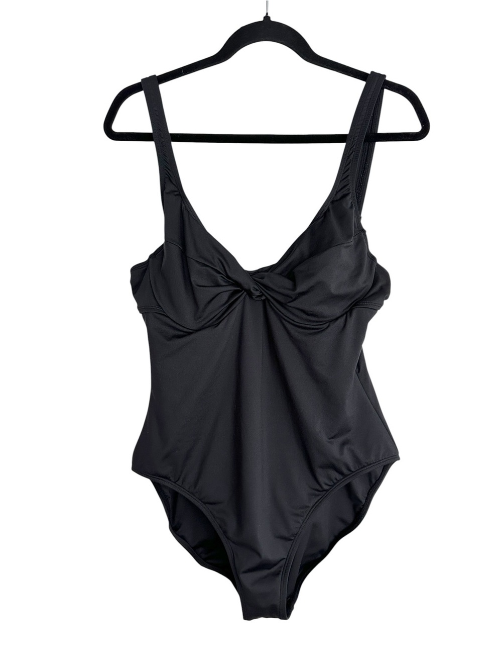 LEILANI Black One Piece Swimsuit Sz 14 Underwire Tummy Control Adjustable Straps